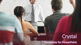  Presentation with professor - Audience pleasing slides consisting of students studying with professor backdrop and a tawny brown colored foreground