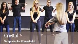  Presentation with drama - PPT theme featuring students taking dance class background and a gray colored foreground