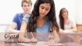  Presentation with classmates - Slides consisting of students taking notes while their background and a coral colored foreground