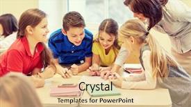  Presentation with school-elementary - Slide set consisting of students testing - education elementary school learning background and a lemonade colored foreground