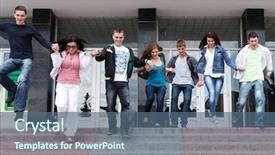  Presentation with end school year - Amazing PPT theme having students to complete academic year backdrop and a ocean colored foreground