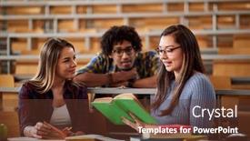  Presentation with amphitheater - Audience pleasing slide deck consisting of students-together-in-amphitheater-learning backdrop and a tawny brown colored foreground