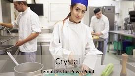  Presentation with catering - Beautiful theme featuring students training to work backdrop and a mint green colored foreground