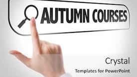  Presentation with search - Slides enhanced with study oversea - autumn courses written in search background and a light gray colored foreground