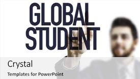  Presentation with global - Cool new PPT theme with study oversea - business man pointing the text backdrop and a white colored foreground