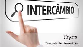  Presentation with search - Beautiful PPT layouts featuring exchange program in portuguese written backdrop and a light gray colored foreground