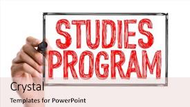  Presentation with compensation management hand marker - PPT layouts featuring study oversea - hand with marker writing background and a lemonade colored foreground