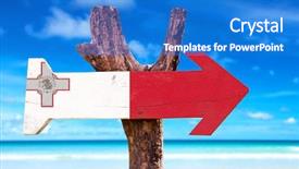  Presentation with malta - PPT layouts with exchange tours - malta flag wooden sign background and a cobalt blue colored foreground