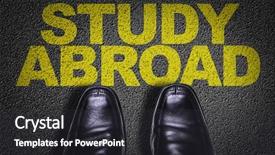  Presentation with study abroad - PPT theme featuring floor with the text study background and a dark gray colored foreground