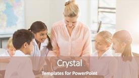  Presentation with autobiography kids - Slide set featuring students uniform - teacher teaching kids on digital background and a coral colored foreground