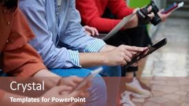  Presentation with technology students - Theme consisting of students-use-modern-technology background and a tawny brown colored foreground