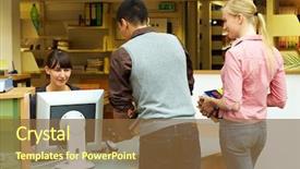  Presentation with waiting - PPT theme consisting of students waiting while checking background and a tawny brown colored foreground