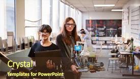  Presentation with college students - Slide set consisting of students with computer controlled rig background and a tawny brown colored foreground