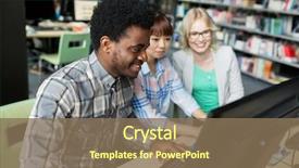  Presentation with international education - Amazing slides having students with computers at library backdrop and a violet colored foreground