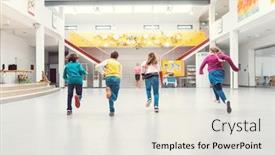  Presentation with school backpacks - PPT layouts having students-with-their-books background and a sky blue colored foreground