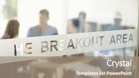  Presentation with students - Slide set consisting of students working in college breakout background and a coral colored foreground