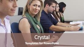  Presentation with classroom - PPT theme consisting of students-working-in-computer-classroom and a  colored foreground