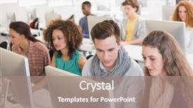  Presentation with public works students - Slide deck enhanced with students working in computer room background and a coral colored foreground