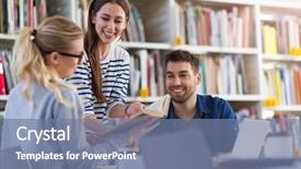  Presentation with students on campus - Audience pleasing theme consisting of students working in the library backdrop and a seafoam green colored foreground