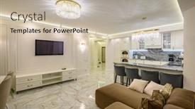  Presentation with dining - Presentation theme consisting of studio-apartment-featuring-classic-kitchen background and a soft green colored foreground