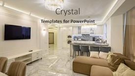  Presentation with dining - PPT layouts enhanced with studio-apartment-featuring-classic-kitchen background and a soft green colored foreground