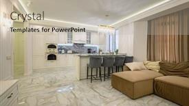  Presentation with curtains - Slide deck having studio-apartment-with-inviting-interior background and a mint green colored foreground