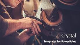  Presentation with craft - PPT theme featuring studio craft grinder machine background and a dark gray colored foreground