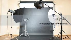  Presentation with flash - PPT layouts consisting of studio flash on grey background background and a light gray colored foreground