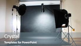  Presentation with flash - Slide deck featuring photo shoot - studio flash on grey background background and a gray colored foreground