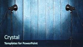  Presentation with old fashioned photo album - Cool new presentation design with studio in old blue wooden backdrop and a ocean colored foreground