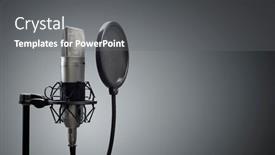  Presentation with mic - Colorful presentation theme enhanced with studio-microphone-and-pop-shield backdrop and a gray colored foreground