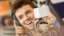  Presentation with recording studio - Beautiful presentation featuring studio of a radio backdrop and a coral colored foreground