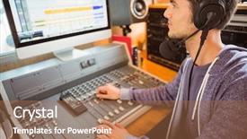  Presentation with radio station - Audience pleasing presentation consisting of studio of a radio backdrop and a coral colored foreground