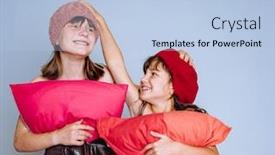  Presentation with challenge - Beautiful presentation featuring studio-photo-of-a-girl backdrop and a light blue colored foreground