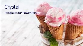  Presentation with ice cream cones - Cool new PPT theme with studio photo of ice cream backdrop and a sky blue colored foreground