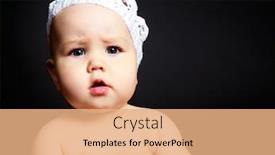  Presentation with black baby - Theme featuring studio portrait of a cute baby girl wearing a hat against black background background and a coral colored foreground