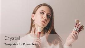  Presentation with teen - PPT layouts enhanced with studio-portrait-of-beautiful-teen background and a mint green colored foreground