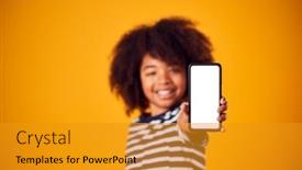  Presentation with social media - Slide deck with studio-portrait-of-boy-showing background and a gold colored foreground