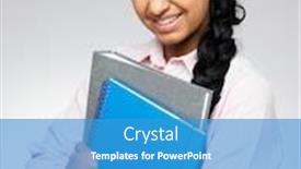  Presentation with female college student uti - Presentation theme consisting of studio portrait of female teenage student background and a teal colored foreground