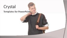  Presentation with music studio lowers - Amazing PPT layouts having studio portrait of handsome college backdrop and a  colored foreground