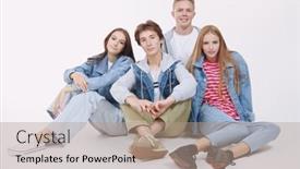  Presentation with joyful - PPT theme with studio-portrait-of-joyful background and a  colored foreground