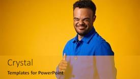  Presentation with down syndrome - PPT theme enhanced with studio-portrait-of-man and a gold colored foreground