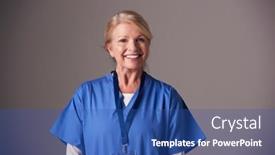  Presentation with nurse - PPT layouts enhanced with studio-portrait-of-mature-female background and a ocean colored foreground