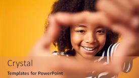  Presentation with picture frame - PPT theme enhanced with studio-portrait-of-smiling-boy background and a  colored foreground