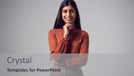 Presentation with studio - PPT layouts enhanced with studio-portrait-of-smiling-young background and a light gray colored foreground