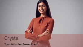  Presentation with studio - PPT theme consisting of studio-portrait-of-smiling-young background and a red colored foreground