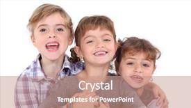  Presentation with siblings - Colorful presentation theme enhanced with studio portrait of three young siblings backdrop and a coral colored foreground