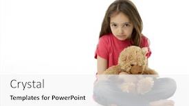  Presentation with teddy bear - Beautiful PPT layouts featuring studio portrait of unhappy girl backdrop and a white colored foreground