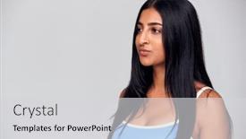  Presentation with studio - Colorful PPT theme enhanced with studio-portrait-of-woman backdrop and a light gray colored foreground