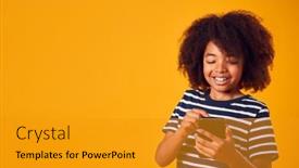  Presentation with studio - PPT theme enhanced with studio-portrait-of-young-boy background and a  colored foreground